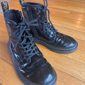 Dr. Martens Black Glitter Lace-Up Black Combat Boots